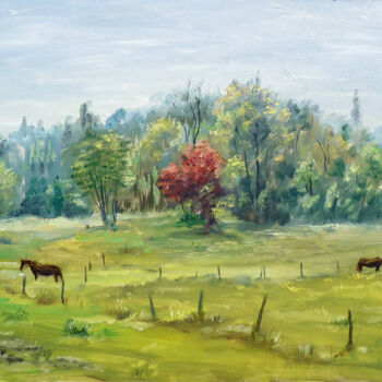 Peinture intitulée "les-chevaux-sur-le-…" par Dimitri Sinyavsky, Œuvre d'art originale