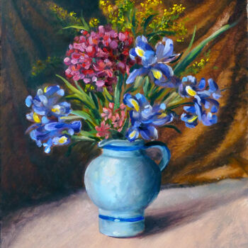 Peinture intitulée "iris-et-geranium.jpg" par Dimitri Sinyavsky, Œuvre d'art originale