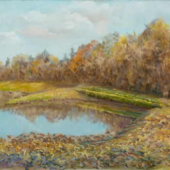 Peinture intitulée "L'étang du ruisseau…" par Dimitri Sinyavsky, Œuvre d'art originale, Huile