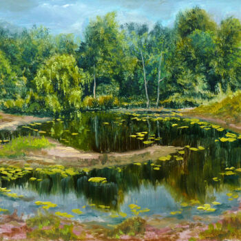 Peinture intitulée "Etang de Guyot" par Dimitri Sinyavsky, Œuvre d'art originale, Huile