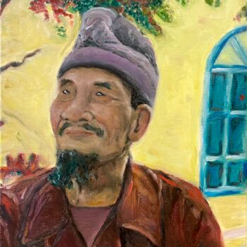Peinture intitulée ""L'homme heureux"" par Dimitri Vincent, Œuvre d'art originale, Huile