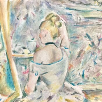 Pintura titulada ""Femme à sa toilett…" por Dimitri Vincent, Obra de arte original, Acuarela