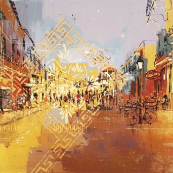 Malerei mit dem Titel "Night street" von Dimitris Apazidis, Original-Kunstwerk, Öl