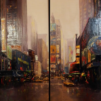 Картина под названием "New york- diptych" - Dimitris Apazidis, Подлинное произведение искусства, Масло