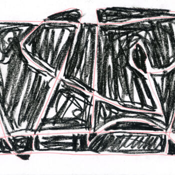 Zeichnungen mit dem Titel "Labyrinth 2" von Dimitris Kritsotakis, Original-Kunstwerk, Conté-Buntstifte
