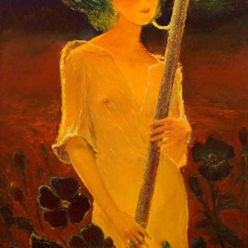 Ζωγραφική με τίτλο "Muse" από Dimitri Zukov Art Of Color, Αυθεντικά έργα τέχνης, Λάδι