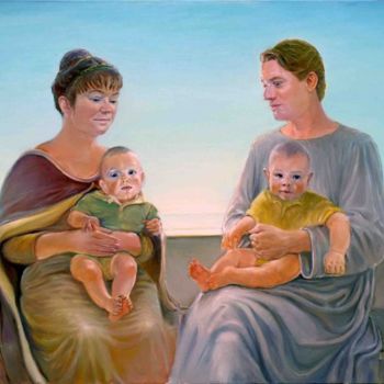 Painting titled "Family idyll." by Dimitri Zukov Art Of Color, Original Artwork, Oil