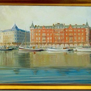 Painting titled "Quay Stockholm." by Dimitri Zukov Art Of Color, Original Artwork, Oil