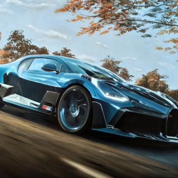 Painting titled "Bugatti Divo" by Shishkov, Original Artwork, Oil