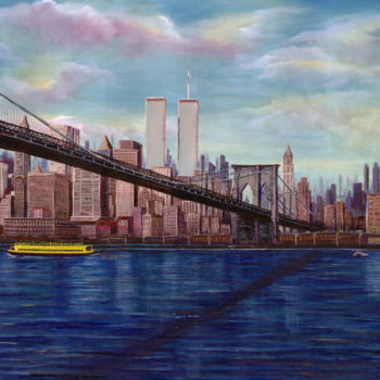 Painting titled "New York" by Dimitrios Michelis, Original Artwork, Oil