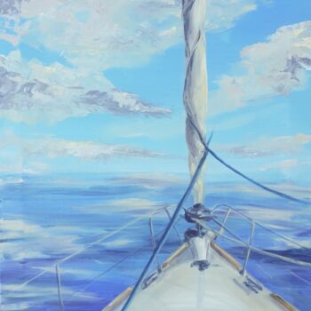 Painting titled "FARAWAY" by Dina Aseeva, Original Artwork, Acrylic Mounted on Wood Stretcher frame
