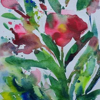 Peinture intitulée "Oleander" par Dina Aseeva, Œuvre d'art originale, Aquarelle