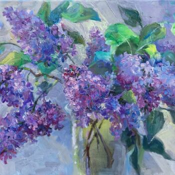 Pittura intitolato "Lilac flowers" da Dina Marholina, Opera d'arte originale, Olio