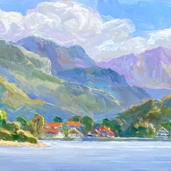 Painting titled "Sunny day on the la…" by Dina Marholina, Original Artwork, Oil