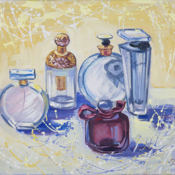 Painting titled "bottles" by Dina Morzhina, Original Artwork, Oil
