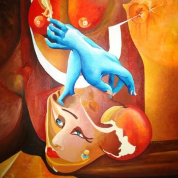 Pintura intitulada "Divagando sobre o É…" por Dina De Souza, Obras de arte originais, Óleo
