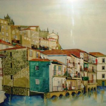 Pintura intitulada "Aguarelas - Porto 12" por Dina De Souza, Obras de arte originais, Óleo