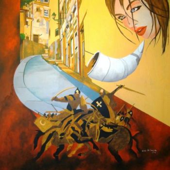 Painting titled "LENDA DE MIRAGAIA I…" by Dina De Souza, Original Artwork, Oil