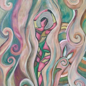 Painting titled "Dancing of nature" by Dinara Suleeva, Original Artwork, Oil