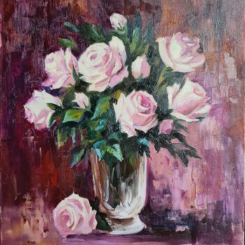 Картина под названием "Roses" - Dinara Kalashnikova, Подлинное произведение искусства, Масло Установлен на Деревянная рама д…