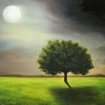 Painting titled "Summer Night" by Dinara Aristo, Original Artwork, Oil