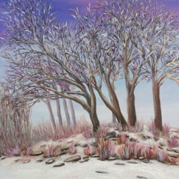 Painting titled "Magic Winter" by Dinara Aristo, Original Artwork, Oil