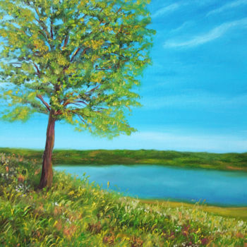 Картина под названием "One summer day" - Dinara Aristo, Подлинное произведение искусства, Масло