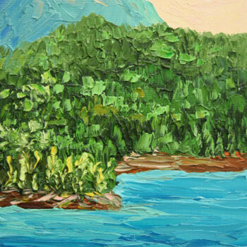 Peinture intitulée "Green Canyon" par Dinara Aristo, Œuvre d'art originale, Huile