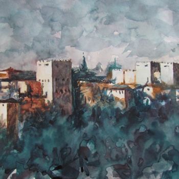 Картина под названием "Alhambra" - Diogo Mariscal, Подлинное произведение искусства, Акварель