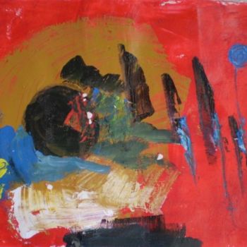 Peinture intitulée "Fundo vermelho" par Diogo Mariscal, Œuvre d'art originale, Acrylique