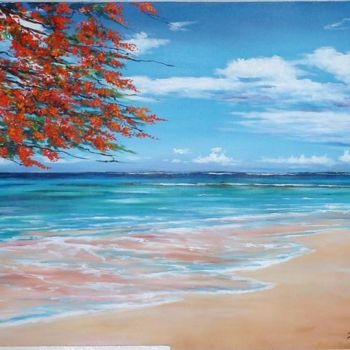 Painting titled "Out Island Beach" by Dion Lewis, Original Artwork, Oil