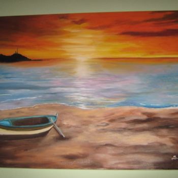 Painting titled "spiaggia autunnale" by Sandra Orefice, Original Artwork, Oil
