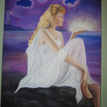 Painting titled "come una lucciola" by Sandra Orefice, Original Artwork, Oil