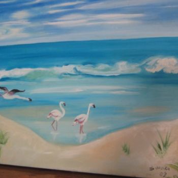 Painting titled "spiaggia con fenoco…" by Sandra Orefice, Original Artwork, Oil