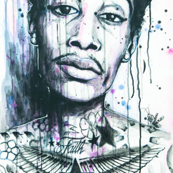 Peinture intitulée "Wiz Khalifa" par Dire 132, Œuvre d'art originale, Acrylique