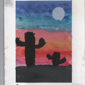 Картина под названием "Кактусы" - Санат, Подлинное произведение искусства, Акварель
