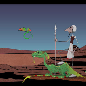 Arte digitale intitolato "Le dragonneau.jpg" da Laurent Diesler, Opera d'arte originale, Lavoro digitale 2D