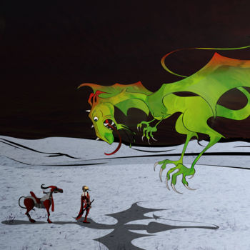 Artes digitais intitulada "Sigmaël et le drago…" por Laurent Diesler, Obras de arte originais, Pintura digital
