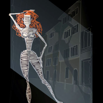 Digitale Kunst mit dem Titel "April dans la rue F…" von Laurent Diesler, Original-Kunstwerk, Digitale Malerei