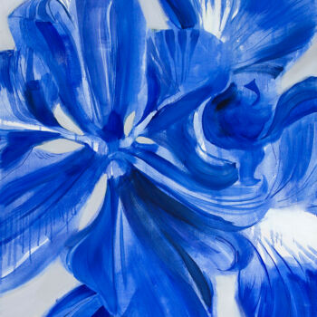 Painting titled "Iris" by Dita Lūse, Original Artwork, Oil Mounted on Wood Stretcher frame