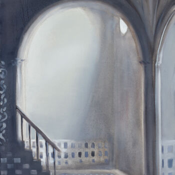 Painting titled "Archway" by Dita Lūse, Original Artwork, Oil Mounted on Wood Stretcher frame