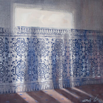 Schilderij getiteld "Shadows in hallway" door Dita Lūse, Origineel Kunstwerk, Olie