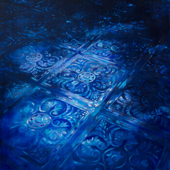 Картина под названием "Blue floor" - Dita Lūse, Подлинное произведение искусства, Масло