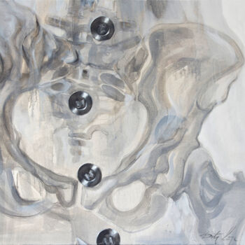 Malerei mit dem Titel "Buttons" von Dita Lūse, Original-Kunstwerk, Öl