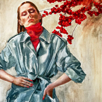 Schilderij getiteld "November Woman" door Ditim, Origineel Kunstwerk, Olie Gemonteerd op Frame voor houten brancard