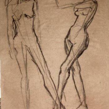 Drawing titled "nude study" by Ditu, Original Artwork