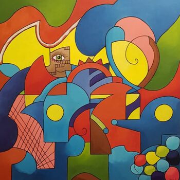 Pintura intitulada "Felicidade de cores" por Diva Laranja, Obras de arte originais, Acrílico