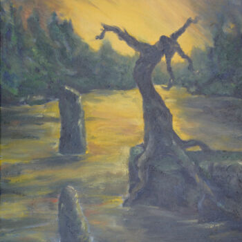 Painting titled "Dead Tree" by Diviciac, Original Artwork, Oil