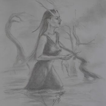 Drawing titled "Creature of the swa…" by Diviciac, Original Artwork, Pencil