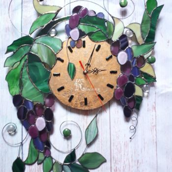 Художественная композиция под названием "Часы " Виноград"" - Евгения Куроптева, Подлинное произведение искусства, Аксессуары